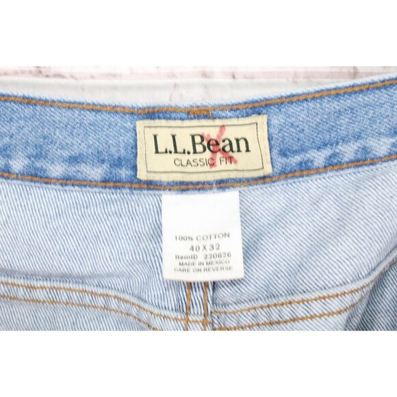 LL Bean Double L Jeans Classic Fit Straight Leg Faded Denim Size 40x32 - Picture 7 of 10
